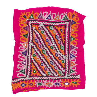 Ahir Work Cotton Hand Embroidered Mirror Work Handwork Patch  - 17 cms Length   -  SKU : VS15504A