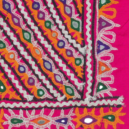Ahir Work Cotton Hand Embroidered Mirror Work Handwork Patch  - 17 cms Length   -  SKU : VS15504A