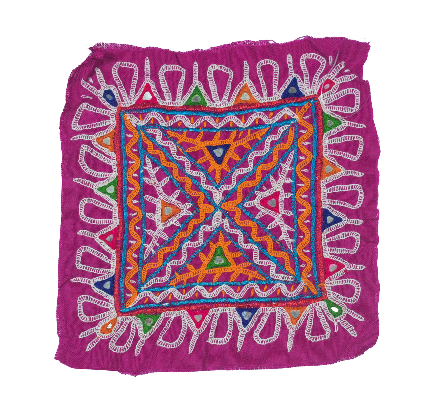 Ahir Work Cotton Hand Embroidered Mirror Work Handwork Patch  - 20 cms Length   -  SKU : VS15505A