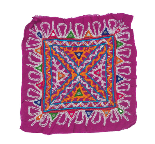 Ahir Work Cotton Hand Embroidered Mirror Work Handwork Patch  - 20 cms Length   -  SKU : VS15505A