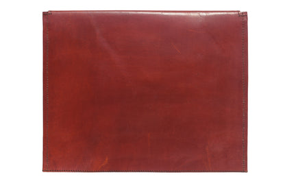 Ajrakh Pure Leather Leathercraft Hand Made Ipad Sleeve with Ajrakh Natural Dyed Mashru Silk Body - 32 cms Length    -  SKU : AB02101B