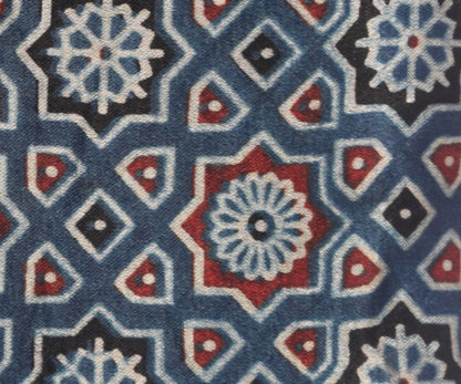 Ajrakh Pure Leather Leathercraft Hand Made Ipad Sleeve with Ajrakh Natural Dyed Mashru Silk Body - 32 cms Length    -  SKU : AB02101B