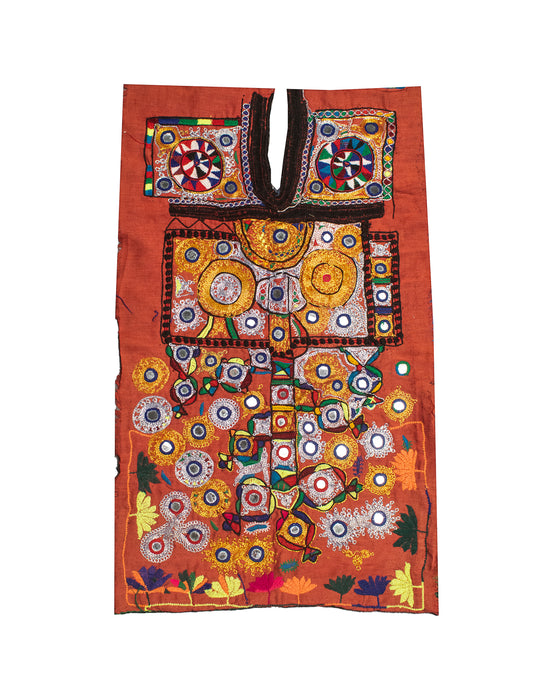 Mutva Work Cotton Hand Embroidered Fine Mirrorwork Kajari  - 69 cms Length    -  SKU : GG10923A