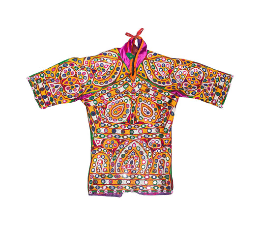 Ahir Work Cotton Hand Embroidered Fine Mirrorwork Kajari  - 50 cms Length    -  SKU : MD18906A