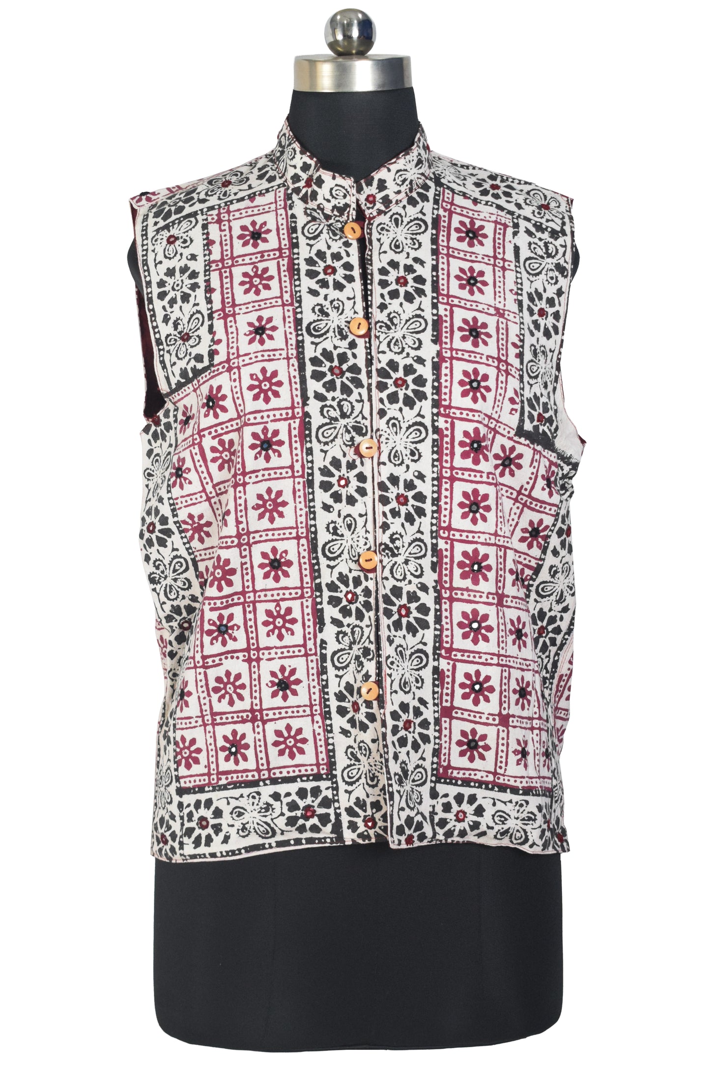 Bela Print Cotton Small Mirror Work Koti  - 65 cms Length    -  SKU : KU22502B