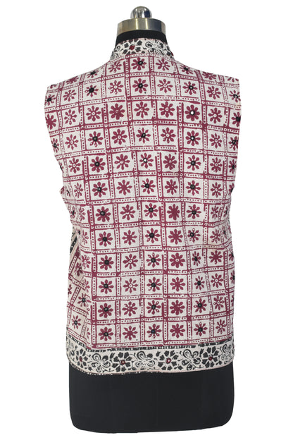 Bela Print Cotton Small Mirror Work Koti  - 65 cms Length    -  SKU : KU22502B