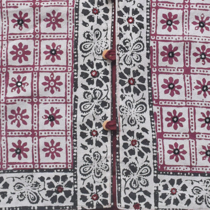 Bela Print Cotton Small Mirror Work Koti  - 65 cms Length    -  SKU : KU22502B