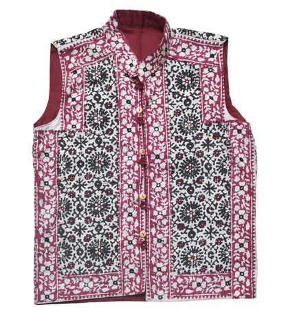 Bela Print Cotton Small Mirror Work Koti  - 65 cms Length    -  SKU : KU22502A