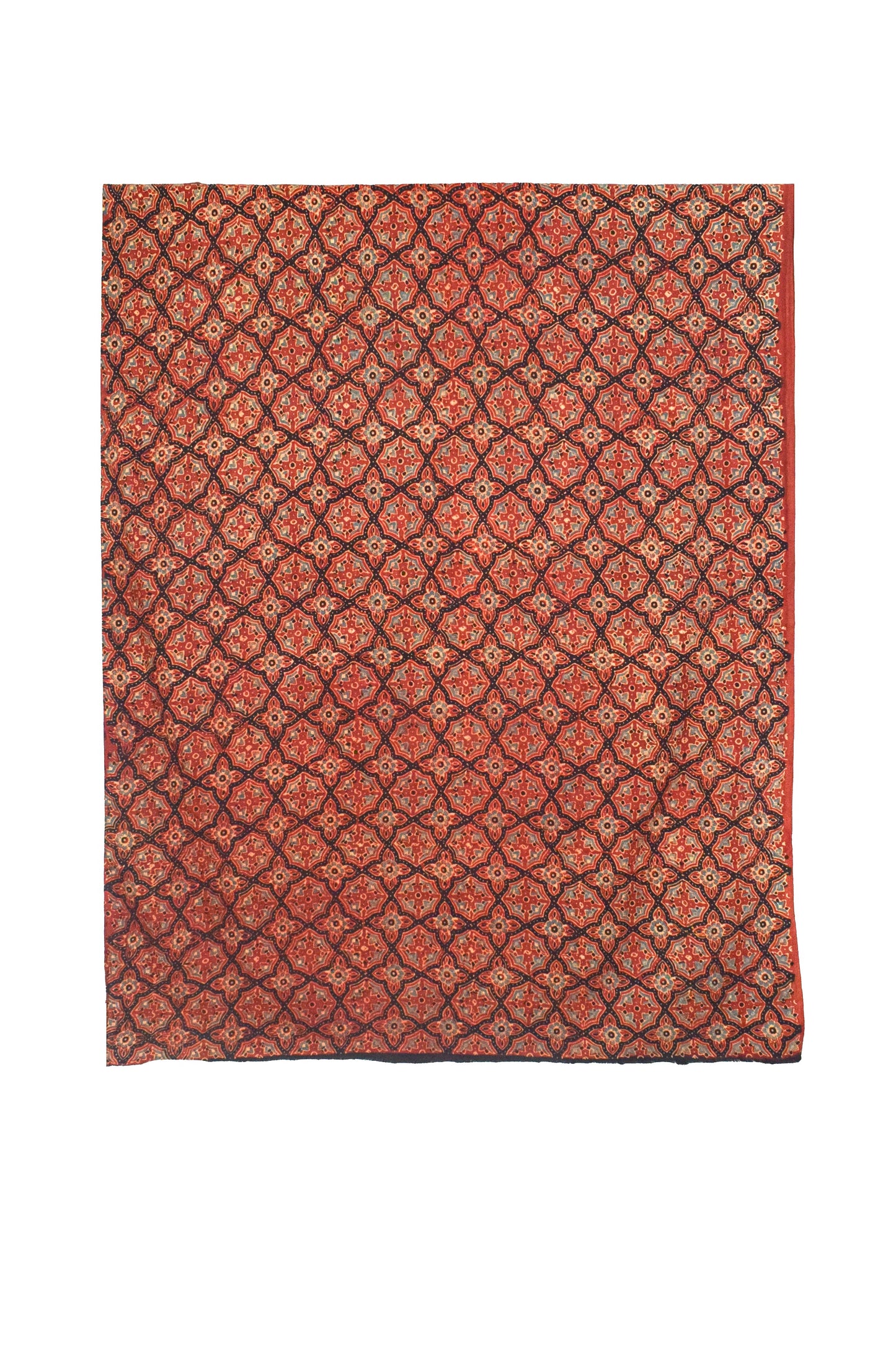 Ajrakh Satin Cotton Natural Dye Hand Block Print Kurta-Salwar ( Two Piece Set) with Bandhej Bottom - 2.5 Mtr Length    -  SKU : EK17301A