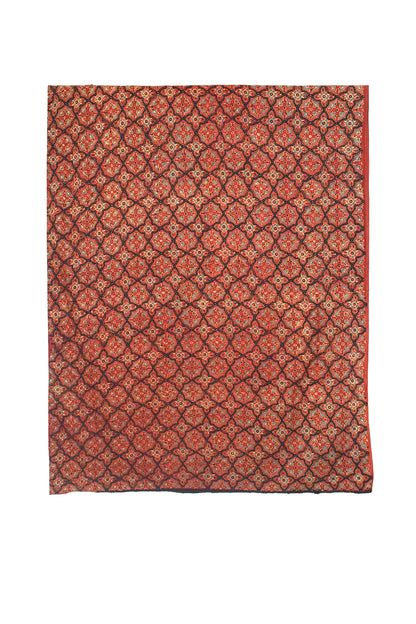 Ajrakh Satin Cotton Natural Dye Hand Block Print Kurta-Salwar ( Two Piece Set) with Bandhej Bottom - 2.5 Mtr Length    -  SKU : EK17301A
