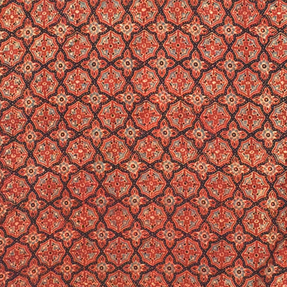 Ajrakh Satin Cotton Natural Dye Hand Block Print Kurta-Salwar ( Two Piece Set) with Bandhej Bottom - 2.5 Mtr Length    -  SKU : EK17301A