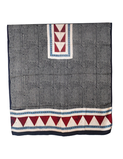 Ajrakh Modal Silk Natural Dye Three Colour Print | 3 Kam | Hand Block Print Kurta-Dupatta (Two Piece Set) with Full Ajrakh Heavy Dupatta with Tassels - 2.5 Mtr Length   -  SKU : AI10601D