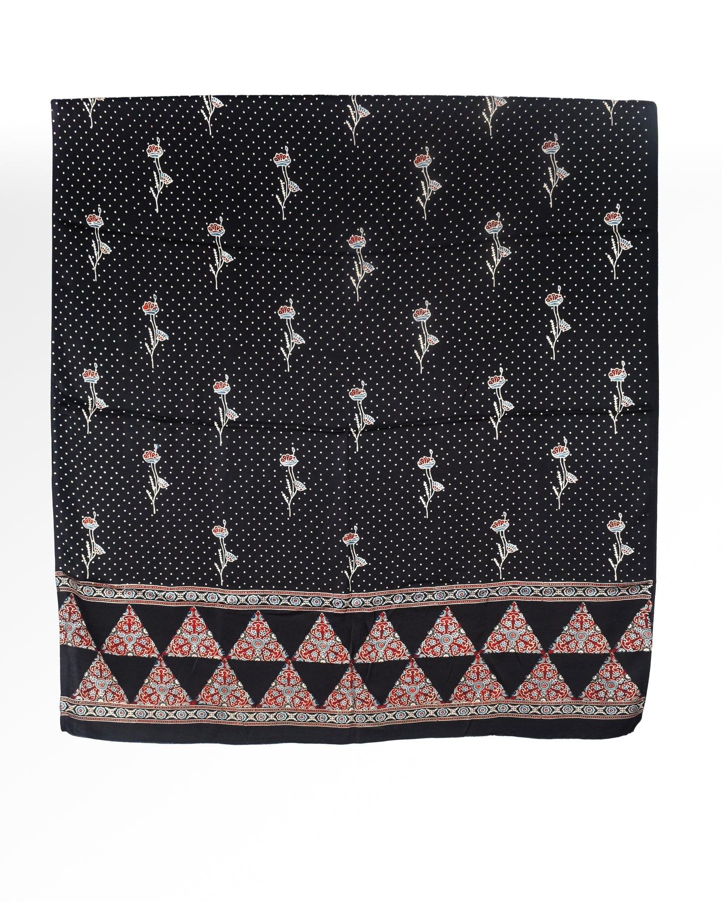 Ajrakh Modal Silk Natural Dye Three Colour Print | 3 Kam | Hand Block Print Kurta-Dupatta (Two Piece Set) with Full Ajrakh Heavy Dupatta with Tassels - 2.5 Mtr Length   -  SKU : AI10601G