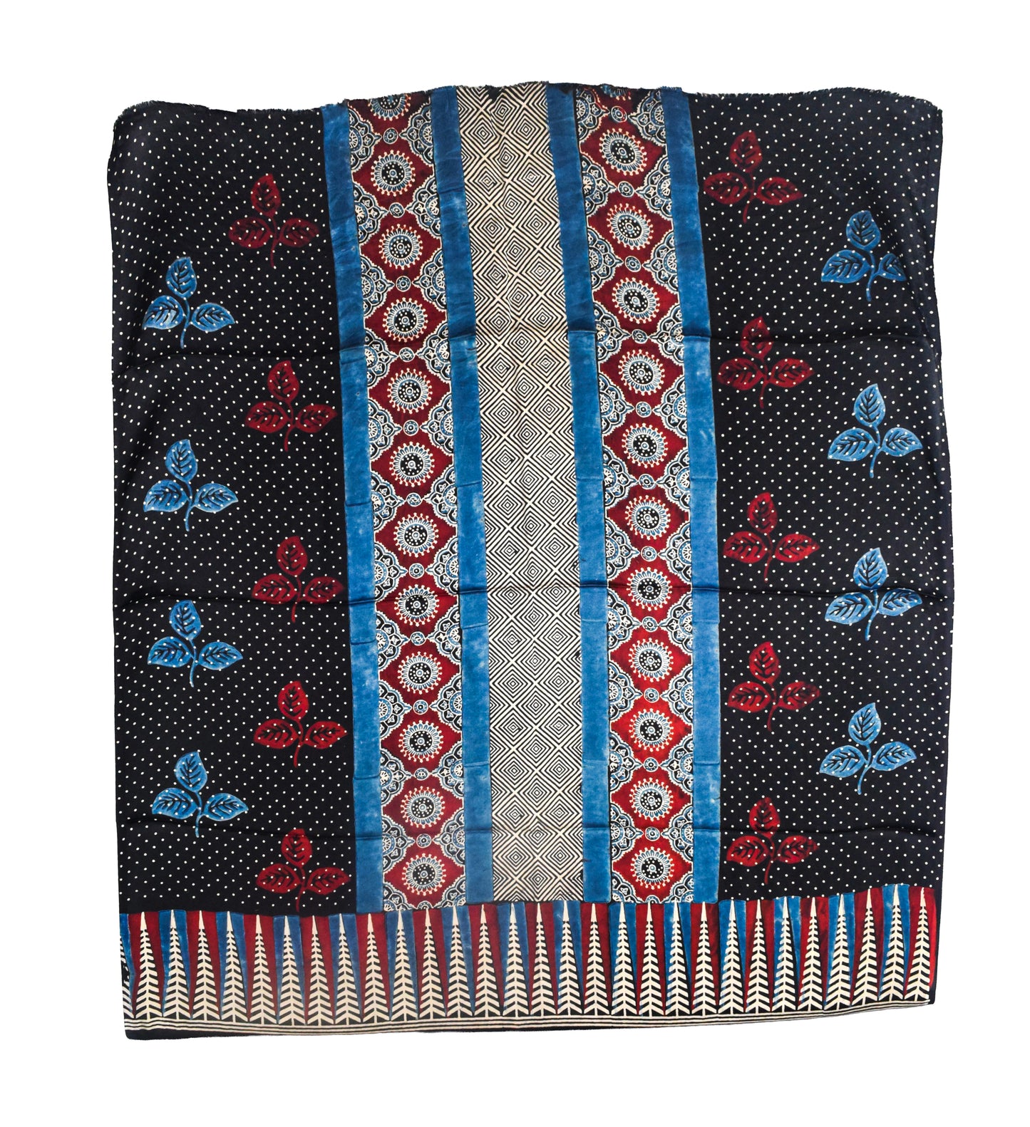 Ajrakh Modal Silk Natural Dye Three Colour Print | 3 Kam | Hand Block Print Kurta-Dupatta (Two Piece Set) with Full Ajrakh Heavy Dupatta with Tassels - 2.5 Mtr Length   -  SKU : AI10601M