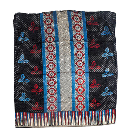 Ajrakh Modal Silk Natural Dye Three Colour Print | 3 Kam | Hand Block Print Kurta-Dupatta (Two Piece Set) with Full Ajrakh Heavy Dupatta with Tassels - 2.5 Mtr Length   -  SKU : AI10601M