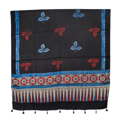 Ajrakh Modal Silk Natural Dye Three Colour Print | 3 Kam | Hand Block Print Kurta-Dupatta (Two Piece Set) with Full Ajrakh Heavy Dupatta with Tassels - 2.5 Mtr Length   -  SKU : AI10601M