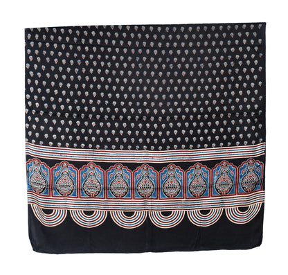 Ajrakh Modal Silk Natural Dye Three Colour Print | 3 Kam | Hand Block Print Kurta-Dupatta (Two Piece Set) with Full Ajrakh Heavy Dupatta with Tassels - 2.5 Mtr Length   -  SKU : AI10601S