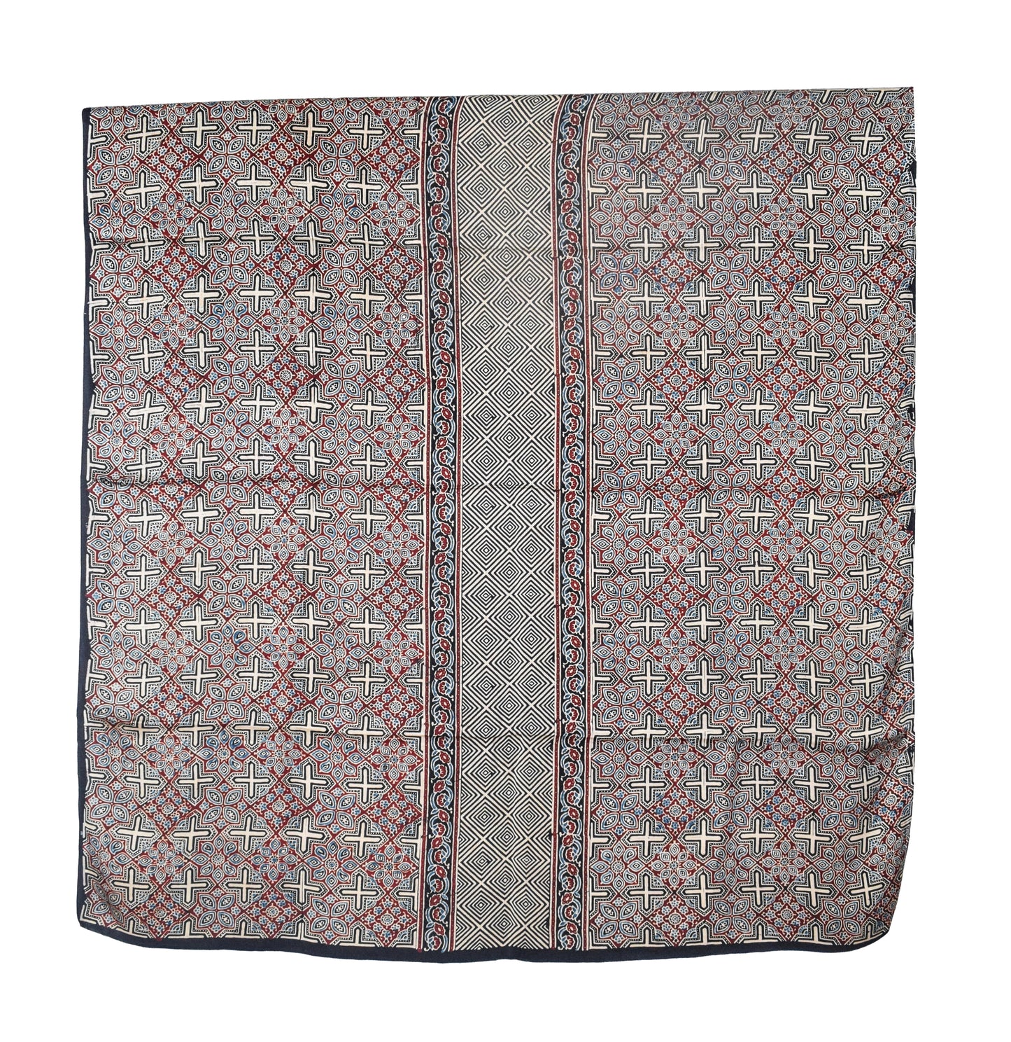 Ajrakh Modal Silk Natural Dye Three Colour Print | 3 Kam | Hand Block Print Kurta-Dupatta (Two Piece Set) with Full Ajrakh Heavy Dupatta with Tassels - 2.5 Mtr Length   -  SKU : AI10601Y