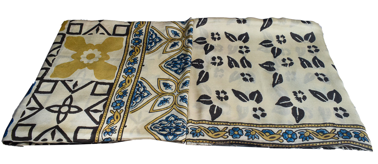 Ajrakh Modal Silk Natural Dye Hand Block Print Kurta-Dupatta (Two Piece Set) with Full Ajrakh Heavy Dupatta with Tassels - 2.5 Mtr Length    -  SKU : KB02501A