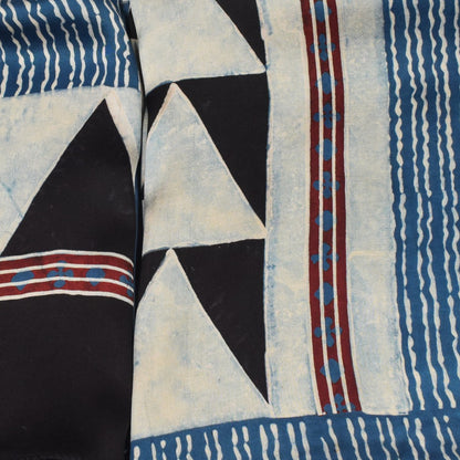 Ajrakh Modal Silk Natural Dye Three Colour Print | 3 Kam | Hand Block Print Kurta-Dupatta (Two Piece Set) with Full Ajrakh Heavy Dupatta with Tassels - 2.5 Mtr Length   -  SKU : AI10601F