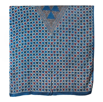 Ajrakh Modal Silk Natural Dye Three Colour Print | 3 Kam | Hand Block Print Kurta-Dupatta (Two Piece Set) with Full Ajrakh Heavy Dupatta with Tassels - 2.5 Mtr Length   -  SKU : AI10601I