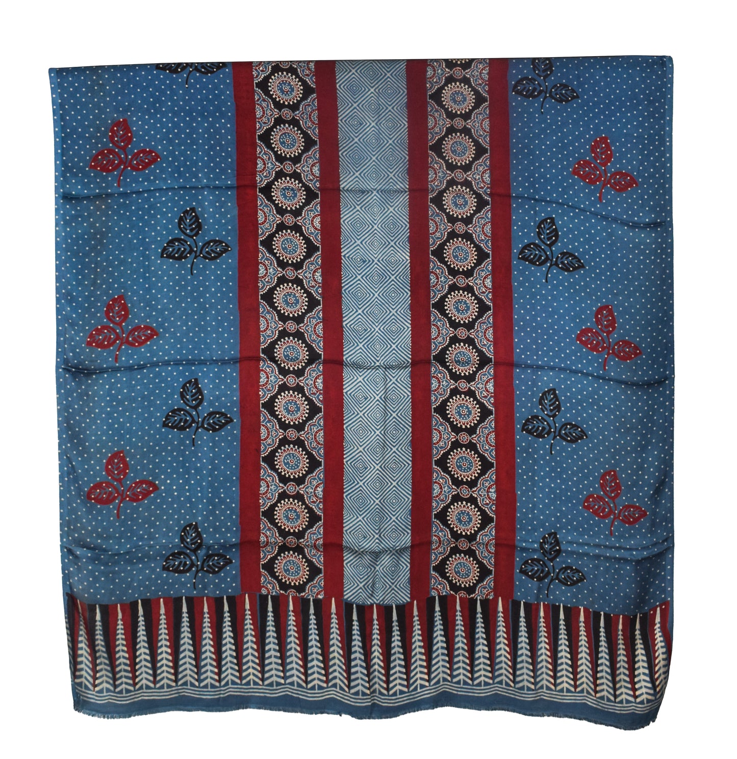 Ajrakh Modal Silk Natural Dye Three Colour Print | 3 Kam | Hand Block Print Kurta-Dupatta (Two Piece Set) with Full Ajrakh Heavy Dupatta with Tassels - 2.5 Mtr Length   -  SKU : AI10601O