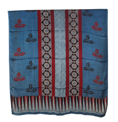 Ajrakh Modal Silk Natural Dye Three Colour Print | 3 Kam | Hand Block Print Kurta-Dupatta (Two Piece Set) with Full Ajrakh Heavy Dupatta with Tassels - 2.5 Mtr Length   -  SKU : AI10601O
