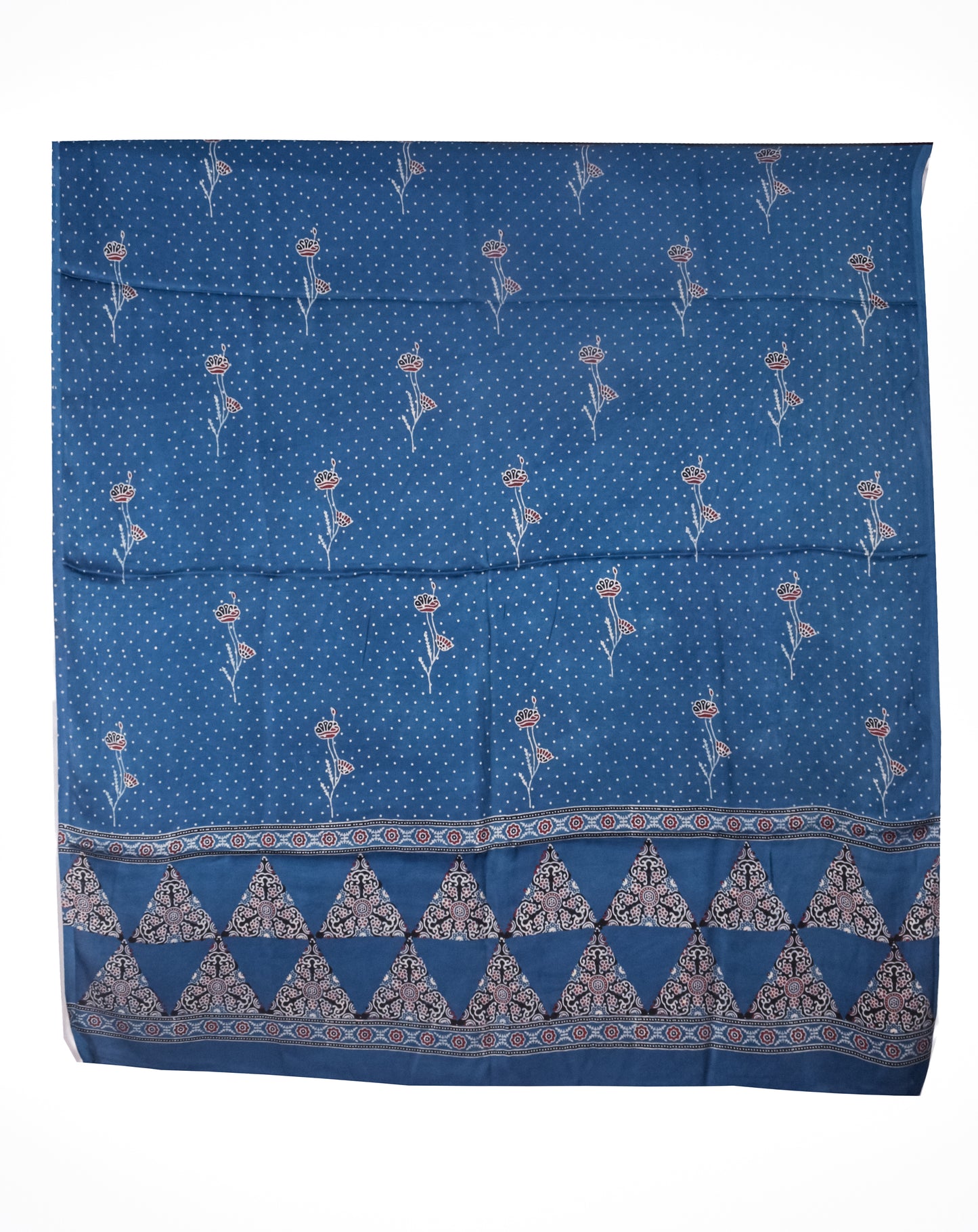Ajrakh Modal Silk Natural Dye Three Colour Print | 3 Kam | Hand Block Print Kurta-Dupatta (Two Piece Set) with Full Ajrakh Heavy Dupatta with Tassels - 2.5 Mtr Length   -  SKU : AI10601U