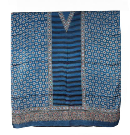 Ajrakh Modal Silk Natural Dye Three Colour Print | 3 Kam | Hand Block Print Kurta-Dupatta (Two Piece Set) with Full Ajrakh Heavy Dupatta with Tassels - 2.5 Mtr Length   -  SKU : AI1060AA