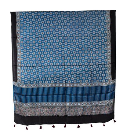 Ajrakh Modal Silk Natural Dye Three Colour Print | 3 Kam | Hand Block Print Kurta-Dupatta (Two Piece Set) with Full Ajrakh Heavy Dupatta with Tassels - 2.5 Mtr Length   -  SKU : AI1060AA