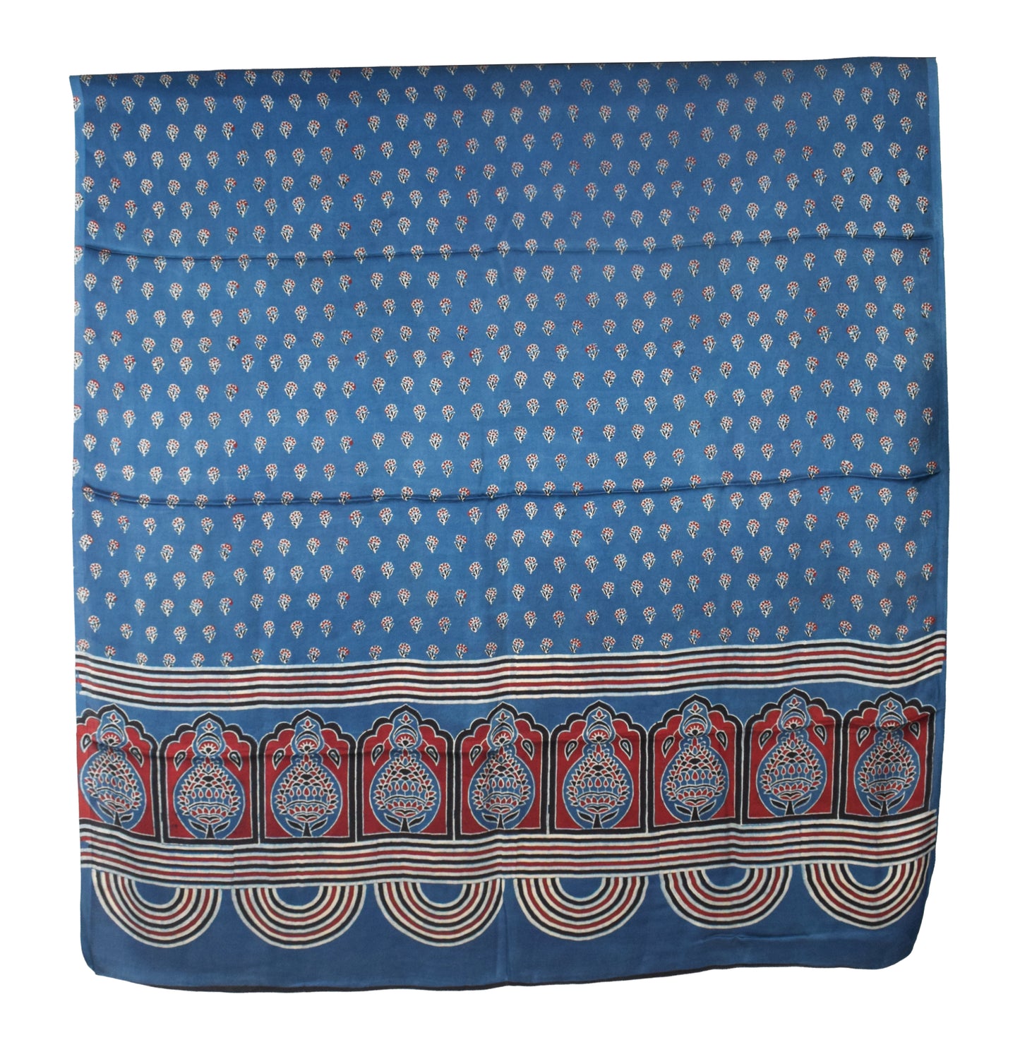 Ajrakh Modal Silk Natural Dye Three Colour Print | 3 Kam | Hand Block Print Kurta-Dupatta (Two Piece Set) with Full Ajrakh Heavy Dupatta with Tassels - 2.5 Mtr Length   -  SKU : AI1060AD