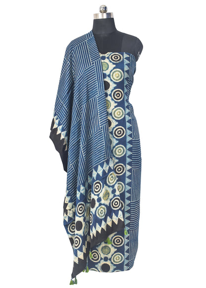 Ajrakh Modal Silk Natural Dye Hand Block Print Kurta-Dupatta (Two Piece Set) with Full Ajrakh Heavy Dupatta with Tassels - 2.5 Mtr Length    -  SKU : AI22101L