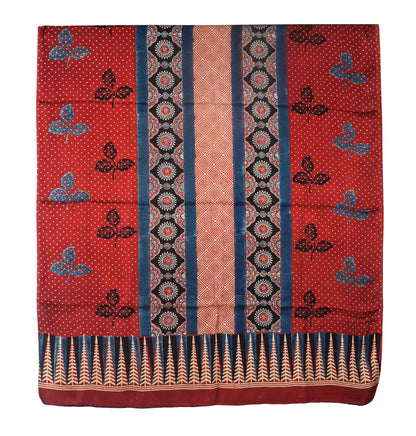 Ajrakh Modal Silk Natural Dye Three Colour Print | 3 Kam | Hand Block Print Kurta-Dupatta (Two Piece Set) with Full Ajrakh Heavy Dupatta with Tassels - 2.5 Mtr Length   -  SKU : AI10601T