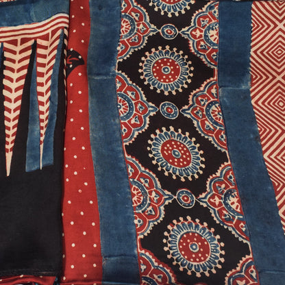 Ajrakh Modal Silk Natural Dye Three Colour Print | 3 Kam | Hand Block Print Kurta-Dupatta (Two Piece Set) with Full Ajrakh Heavy Dupatta with Tassels - 2.5 Mtr Length   -  SKU : AI10601T
