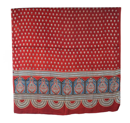 Ajrakh Modal Silk Natural Dye Three Colour Print | 3 Kam | Hand Block Print Kurta-Dupatta (Two Piece Set) with Full Ajrakh Heavy Dupatta with Tassels - 2.5 Mtr Length   -  SKU : AI10601W