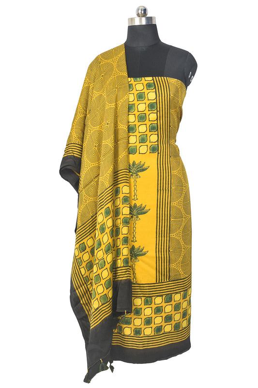 Ajrakh Modal Silk Natural Dye Hand Block Print Kurta-Dupatta (Two Piece Set) with Full Ajrakh Heavy Dupatta with Tassels - 2.5 Mtr Length    -  SKU : AI22101B