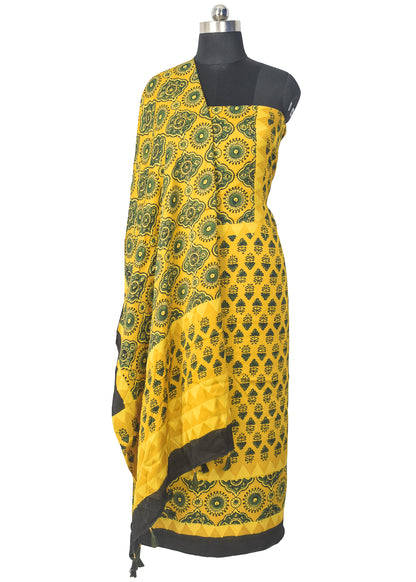 Ajrakh Modal Silk Natural Dye Hand Block Print Kurta-Dupatta (Two Piece Set) with Full Ajrakh Heavy Dupatta with Tassels - 2.5 Mtr Length    -  SKU : AI22101E