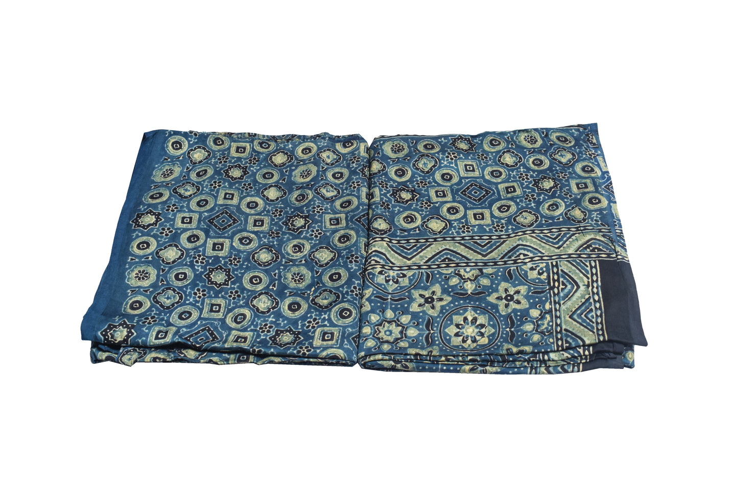 Ajrakh Modal Silk Natural Dye Hand Block Print Kurta-Dupatta (Two Piece Set)   - 2.5  Mt Top  -  SKU: MS22504A