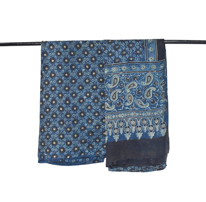 Ajrakh Modal Silk Natural Dye Hand Block Print Kurta-Dupatta (Two Piece Set)   - 2.5  Mt Top  -  SKU: MS22504C