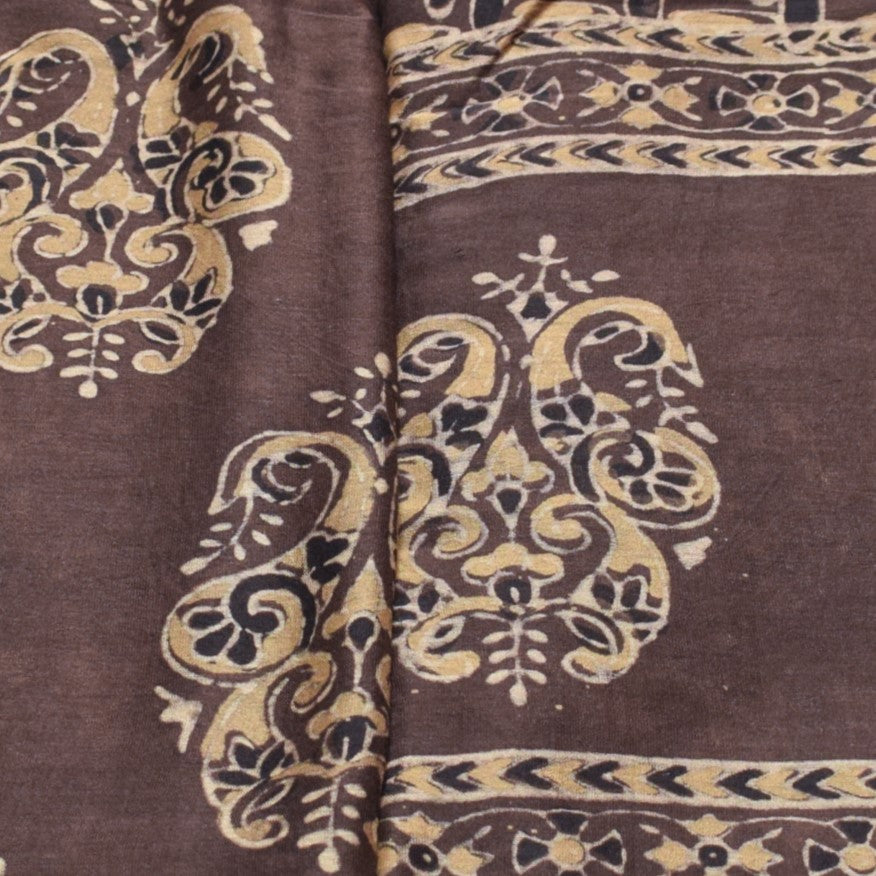 Ajrakh Chanderi Silk Natural Dye Hand Block Print Kurta-Dupatta (Two Piece Set)   - 2.5  Mt Top    -  SKU : ID05A01D