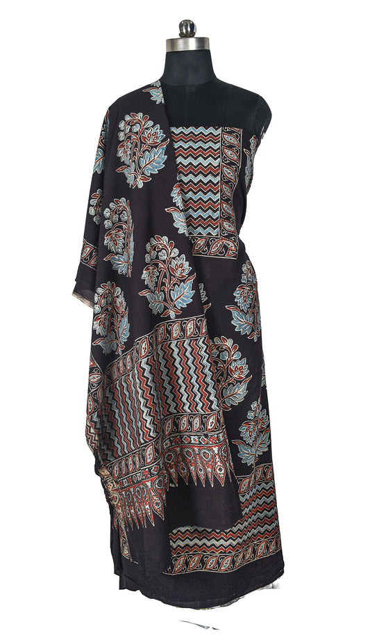 Ajrakh Cotton Natural Dye Hand Block Print Kurta-Dupatta (Two Piece Set) with Full Ajrakh Heavy Dupatta - 2.5 Mt Top    -  SKU : RM10302B