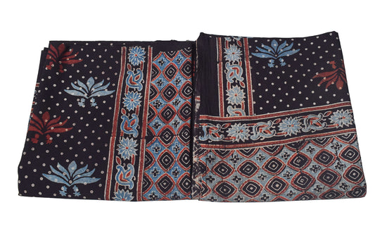 Ajrakh Cotton Natural Dye Hand Block Print Kurta-Dupatta (Two Piece Set) with Full Ajrakh Heavy Dupatta - 2.5 Mt Top    -  SKU : RM10302E