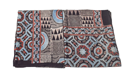 Ajrakh Cotton Natural Dye Hand Block Print Kurta-Dupatta (Two Piece Set) with Full Ajrakh Heavy Dupatta - 2.5 Mt Top    -  SKU : RM10302H