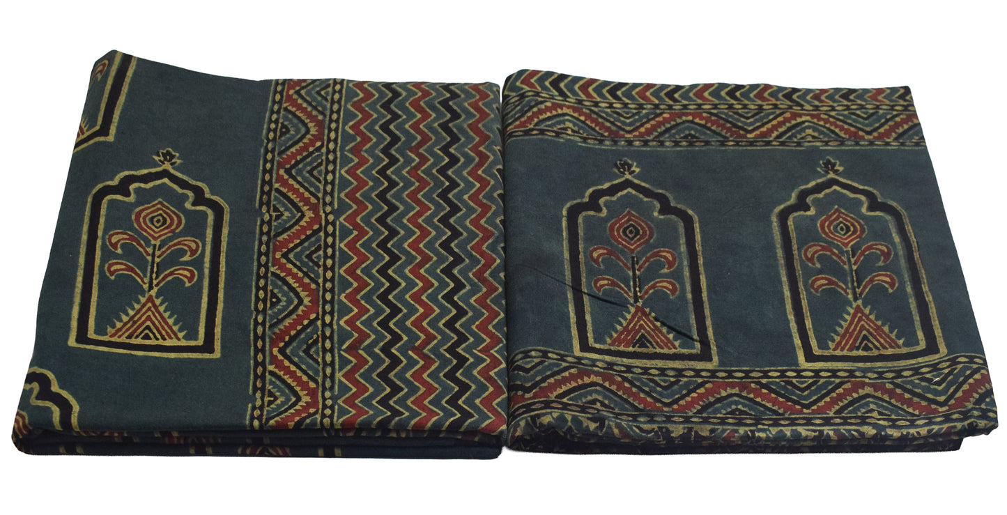 Ajrakh Cotton Natural Dye Hand Block Print Kurta-Dupatta (Two Piece Set) with Full Ajrakh Heavy Dupatta - 2.5 Mt Top    -  SKU : MS09401M