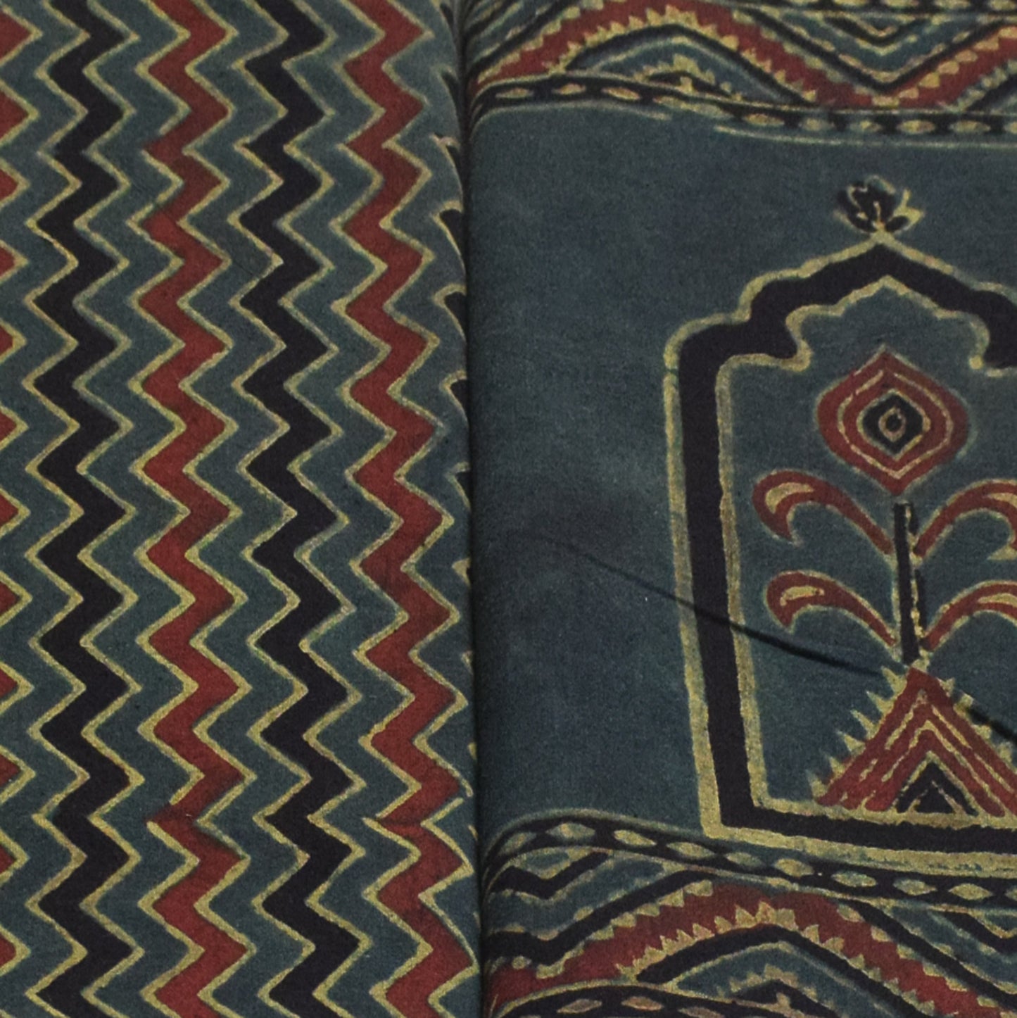 Ajrakh Cotton Natural Dye Hand Block Print Kurta-Dupatta (Two Piece Set) with Full Ajrakh Heavy Dupatta - 2.5 Mt Top    -  SKU : MS09401M