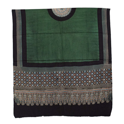Ajrakh Modal Silk Part Natural Dye Plain Dyeing Ajrakh Border Dupatta Hand Block Print Kurta-Dupatta (Two Piece Set) with Tassels - 2.5 Mt Top    -  SKU : AI27801M