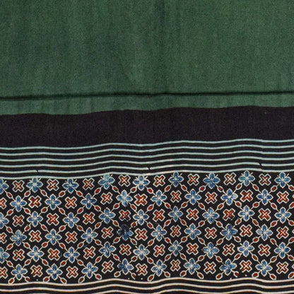 Ajrakh Modal Silk Part Natural Dye Plain Dyeing Ajrakh Border Dupatta Hand Block Print Kurta-Dupatta (Two Piece Set) with Tassels - 2.5 Mt Top    -  SKU : AI27801M