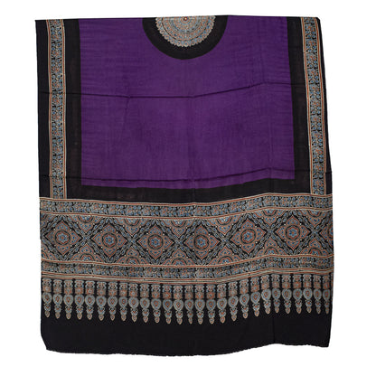 Ajrakh Modal Silk Part Natural Dye Plain Dyeing Ajrakh Border Dupatta Hand Block Print Kurta-Dupatta (Two Piece Set) with Tassels - 2.5 Mt Top    -  SKU : AI27801A