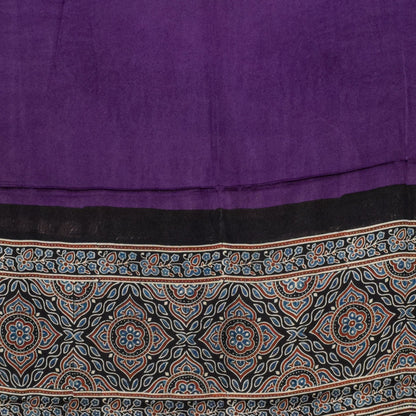 Ajrakh Modal Silk Part Natural Dye Plain Dyeing Ajrakh Border Dupatta Hand Block Print Kurta-Dupatta (Two Piece Set) with Tassels - 2.5 Mt Top    -  SKU : AI27801A