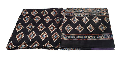 Ajrakh Modal Silk Part Natural Dye Plain Dyeing Ajrakh Border Dupatta Hand Block Print Kurta-Dupatta (Two Piece Set) with Tassels - 2.5 Mt Top    -  SKU : AI27801K